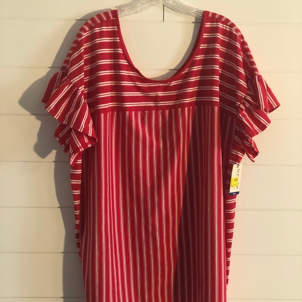 Red with White StripeTerra  Sky Blouse with Sleeve